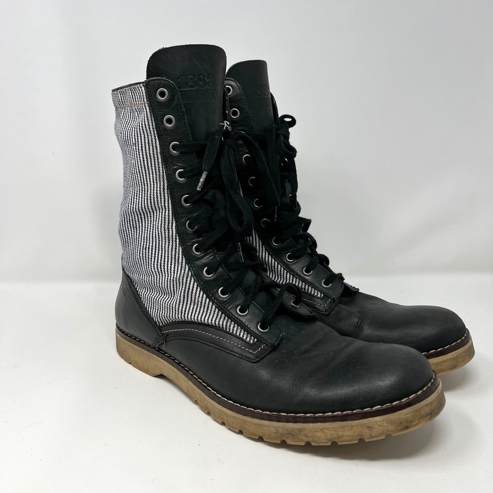 Men's wolverine no. 1883 Seger‎ Engineer Boots Black Hickory Stripe Sz 9 M